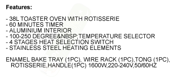 Toaster Oven 38L STO-719